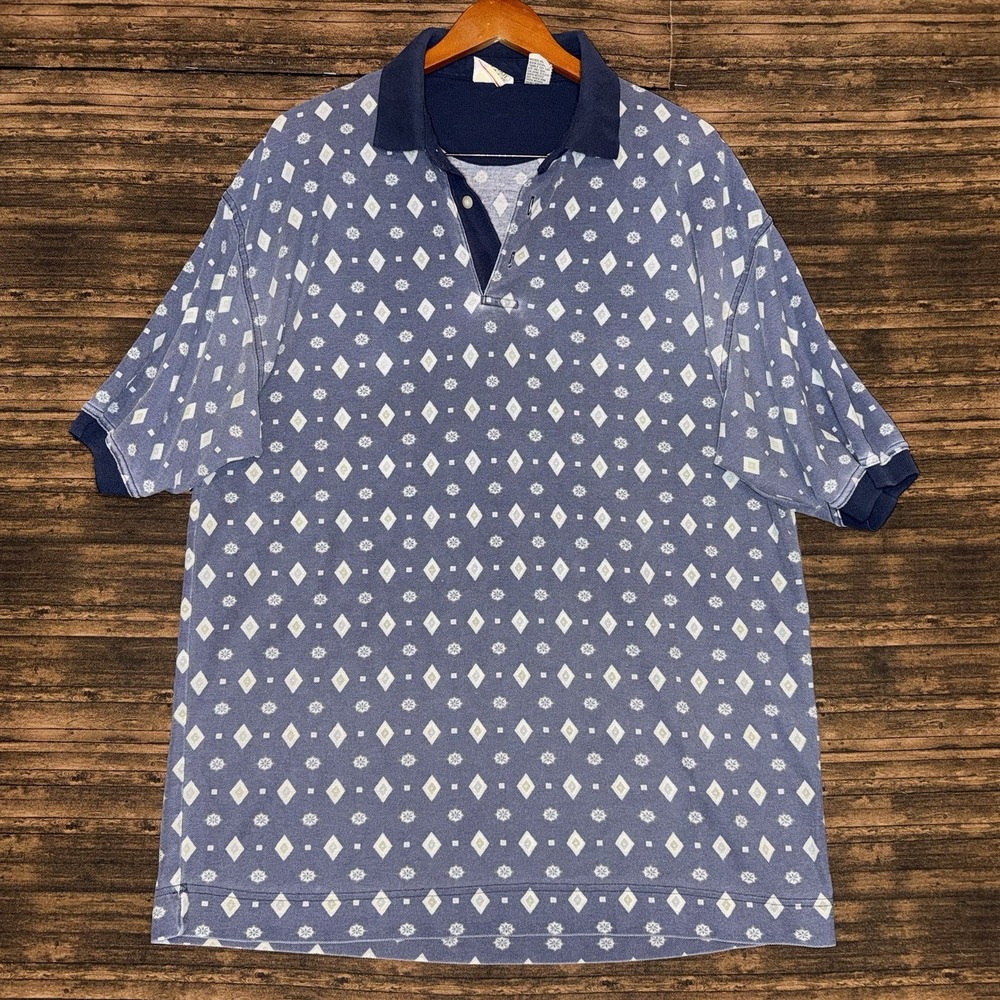 Vintage Bugle Boy Polo Shirt Mens XL Short Sleeve Geometric 90s Y2K VTG
